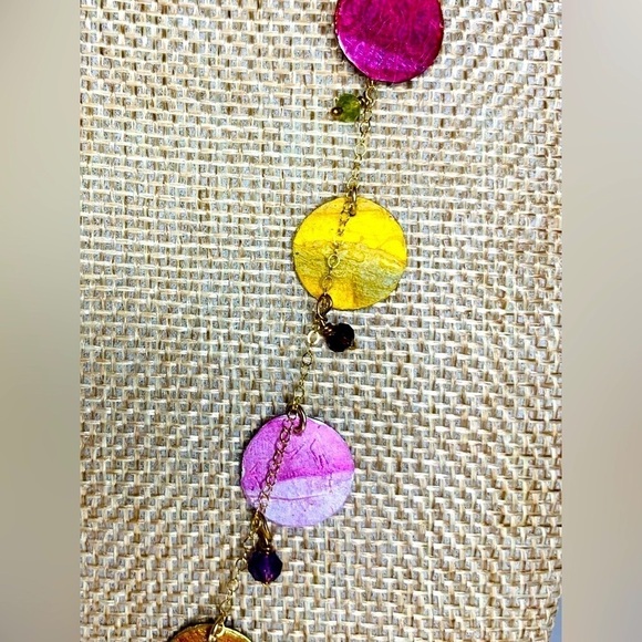 Multi Color Dangle 18” Disk Gold Filled Necklace With Toggle Closure NWT! - Picture 2 of 6